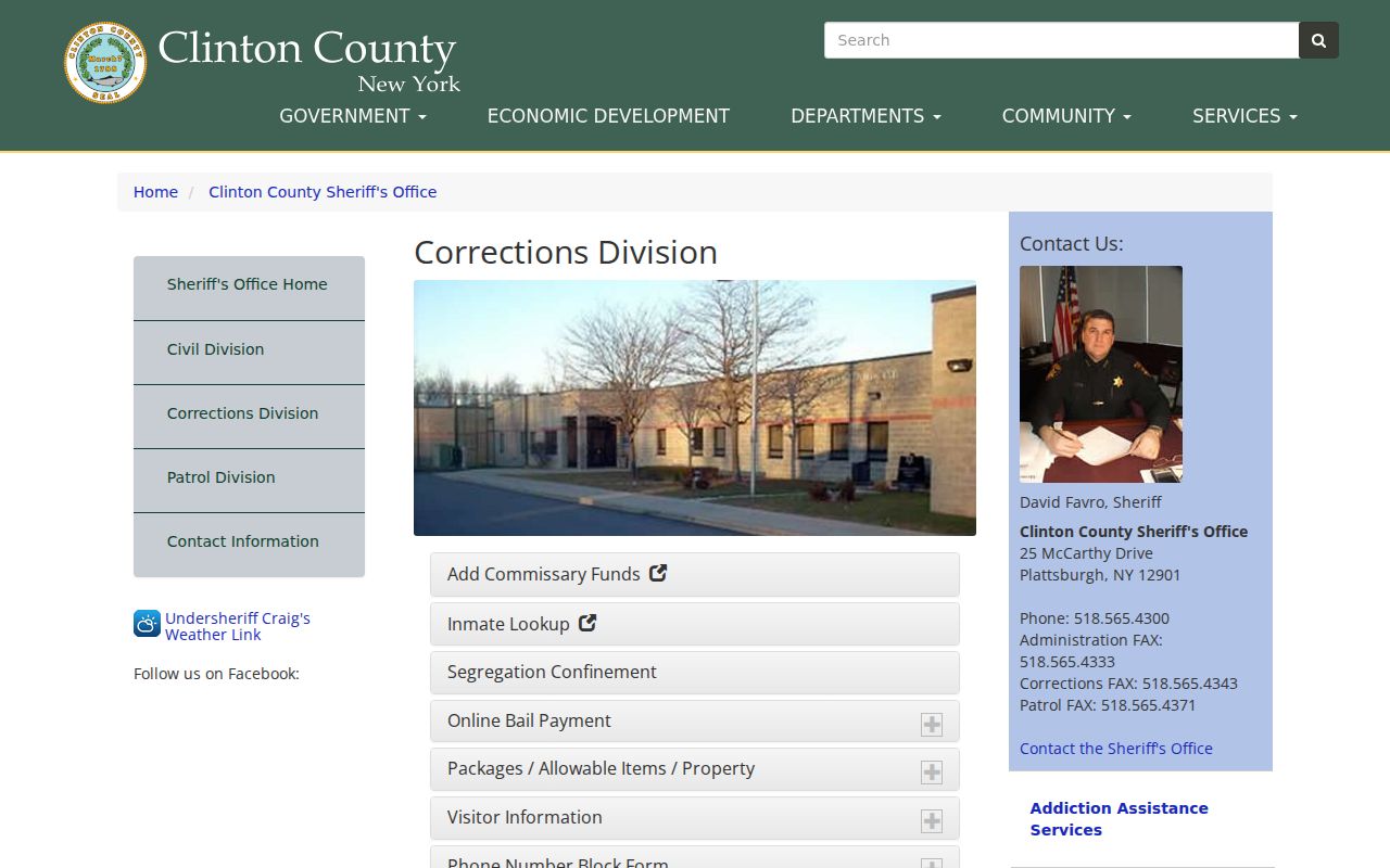 Clinton County arrest booking inmate lookup controls