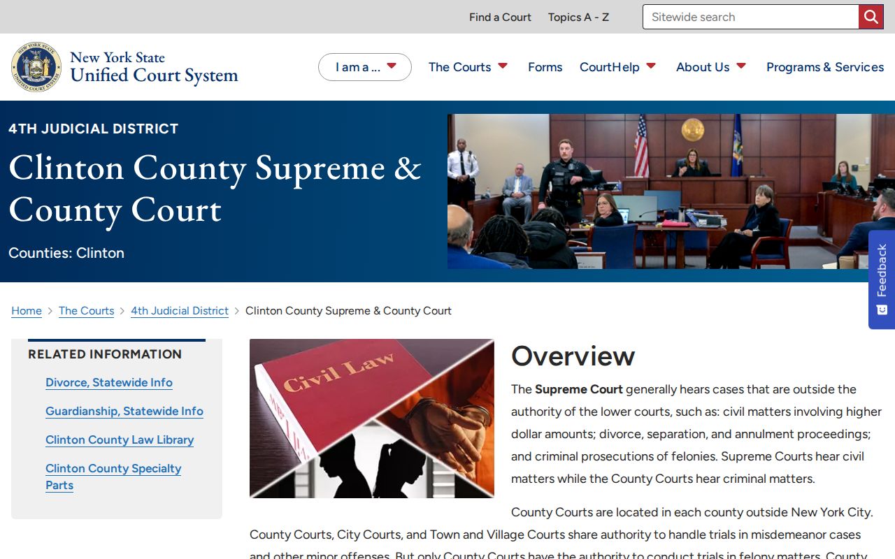 Clinton County criminal court cases courthouse contact page