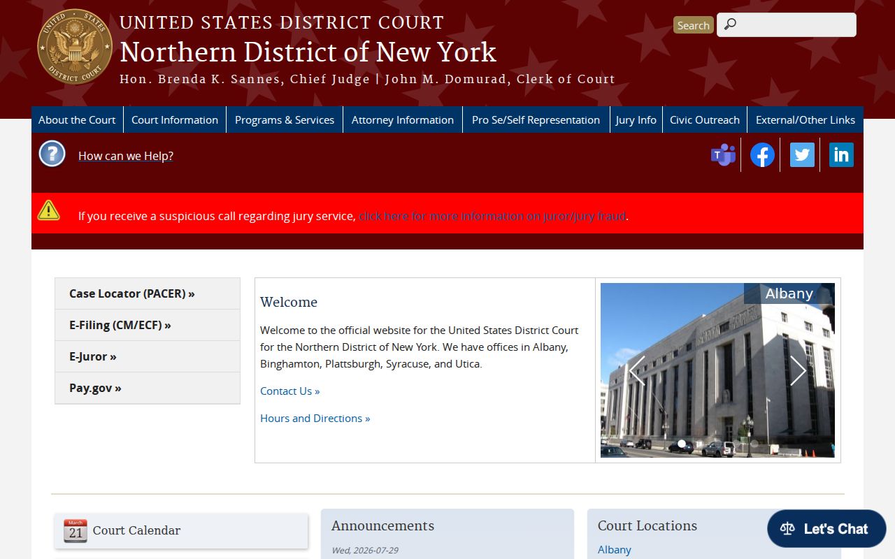 Clinton County criminal records Northern District federal court gateway