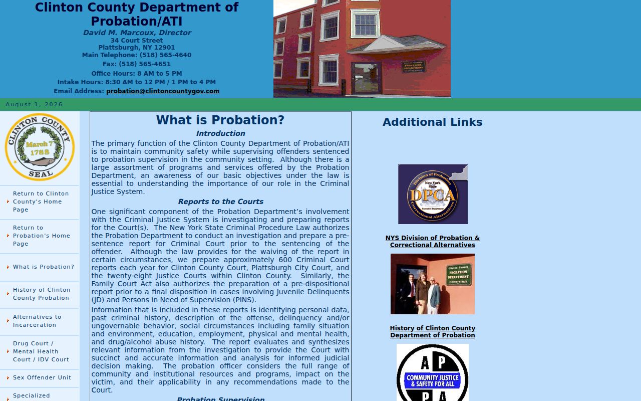 Clinton County criminal records probation supervision office information