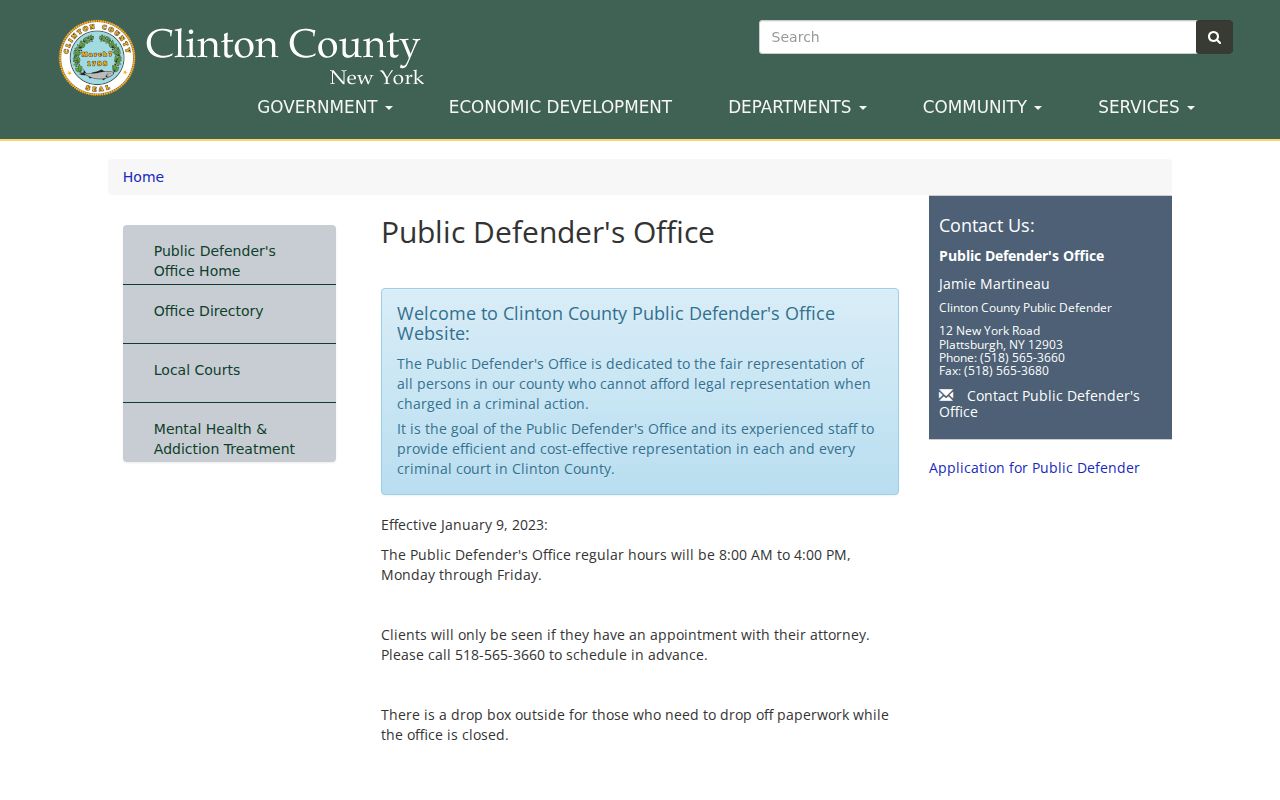 Clinton County criminal court records Public Defender access