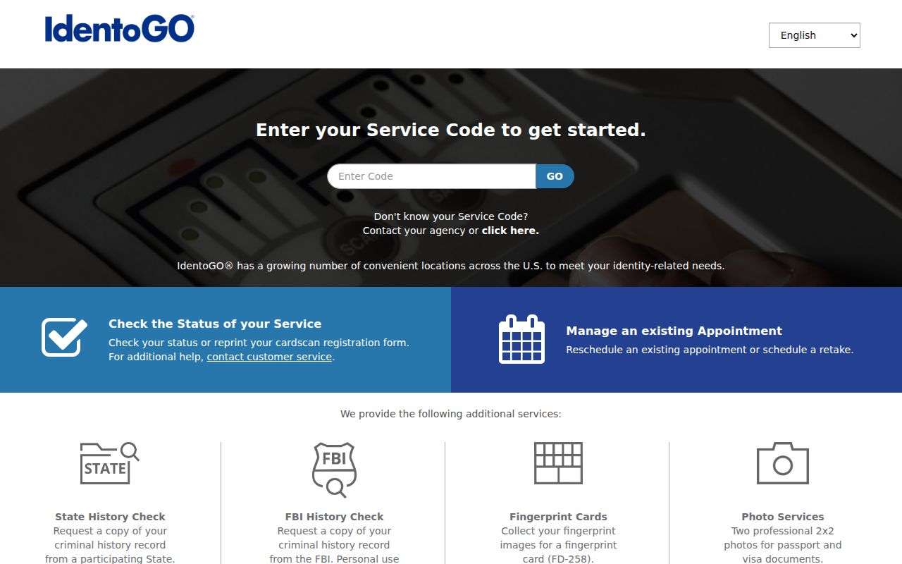Clinton County criminal history IdentoGO service code enrollment